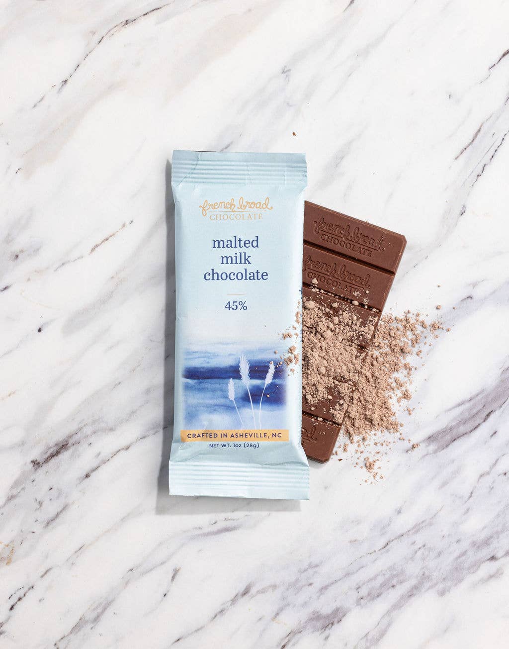 French Broad Chocolate-Malted Milk Chocolate Bar 45% - 28g - Pine & Moss