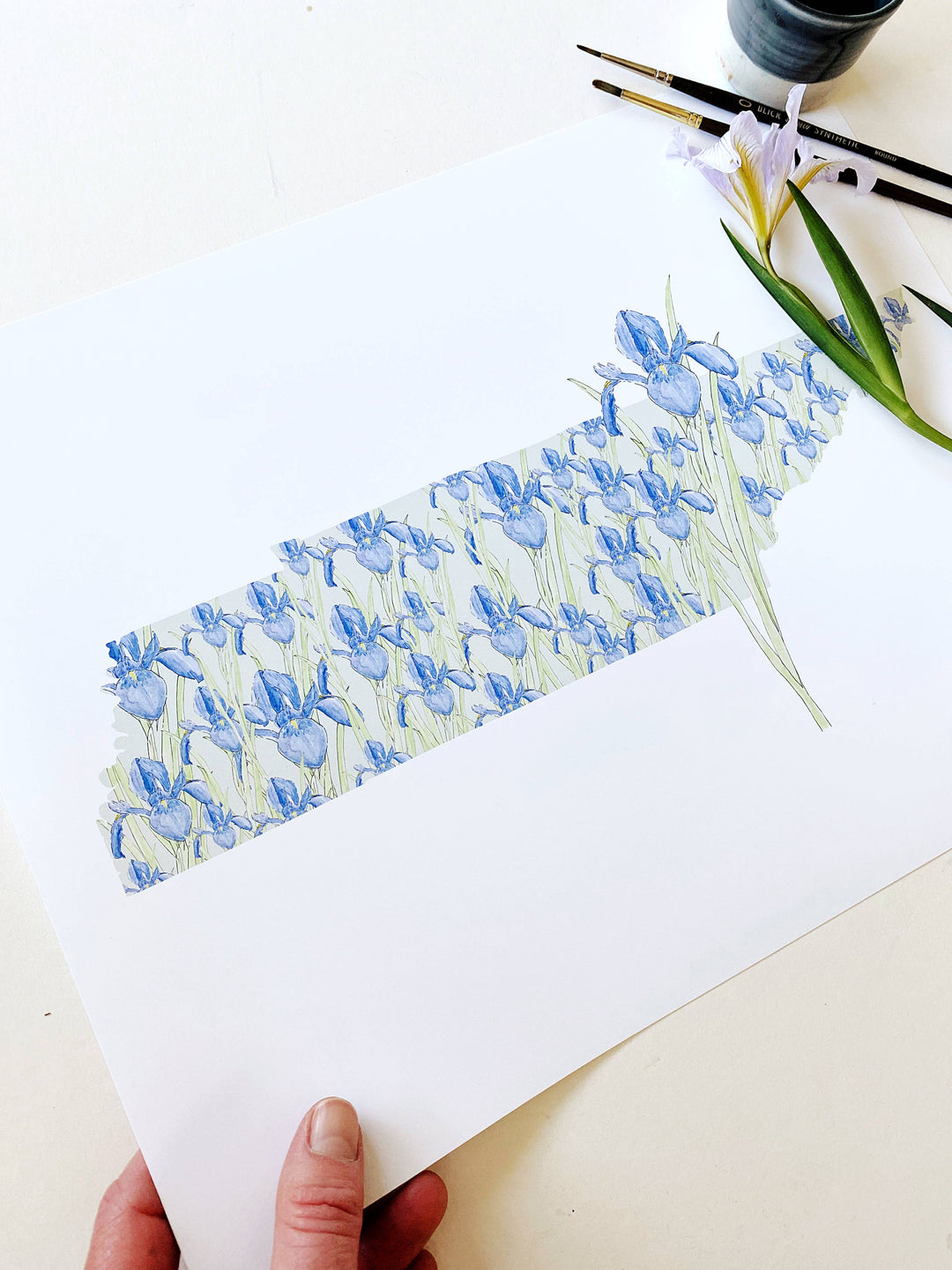 Tennessee State Flower Map - ART PRINT : Watercolor / 8" x 10"