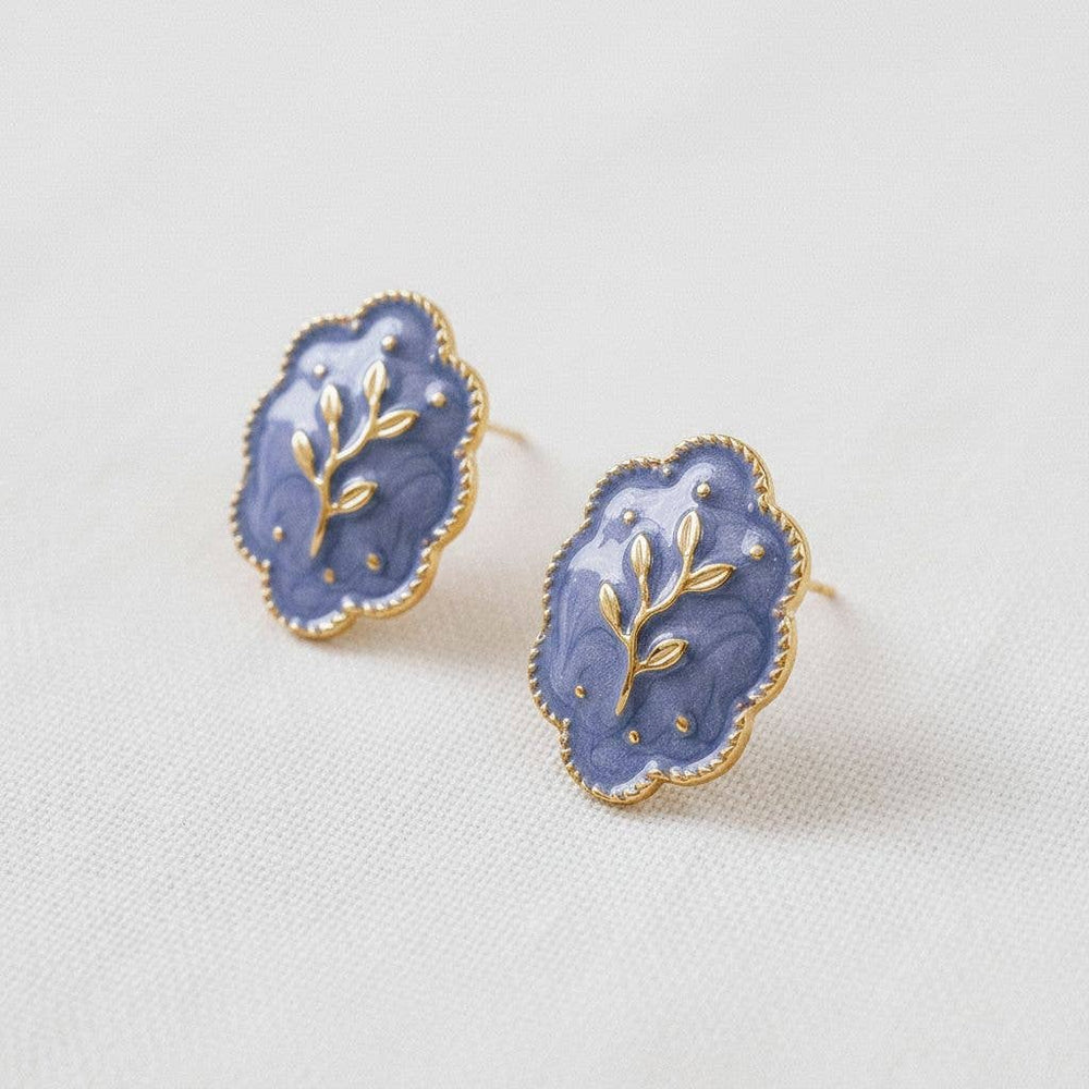 Spring Indigo- Artistic Floral Inspired Drop Earrings - Pine & Moss
