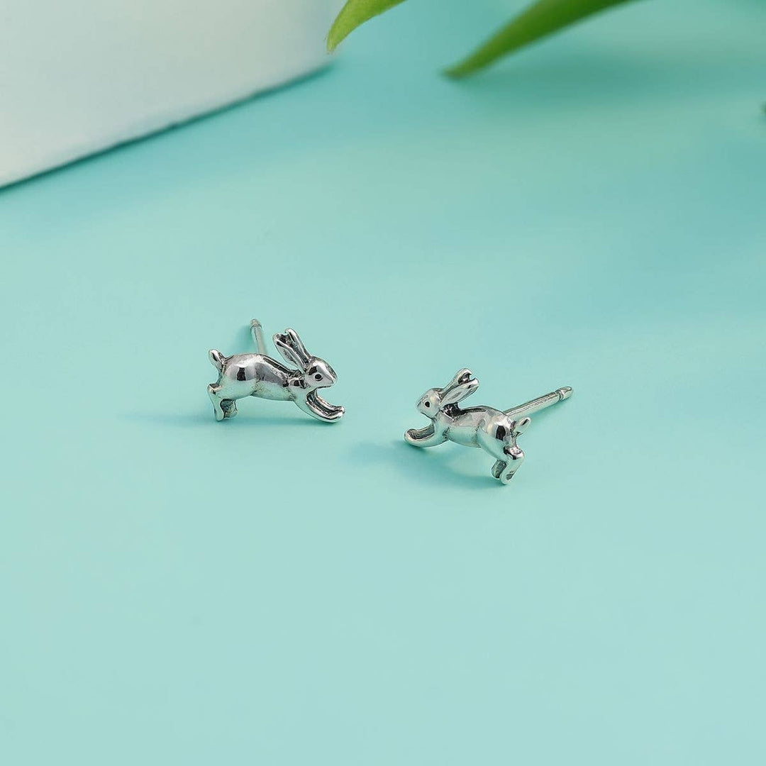 Hopping Bunny Studs (ES 2728) - Pine & Moss