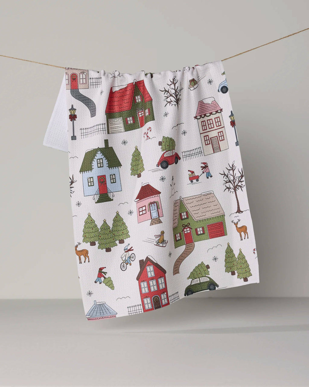 Geometry Winter Village Tea Towel