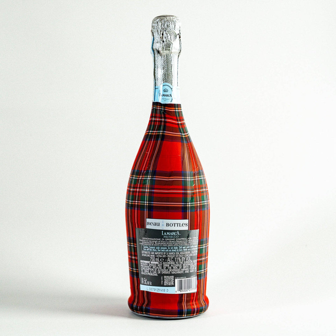 Beau Bottles Red and Green Christmas Tartan - Prosecco Collection