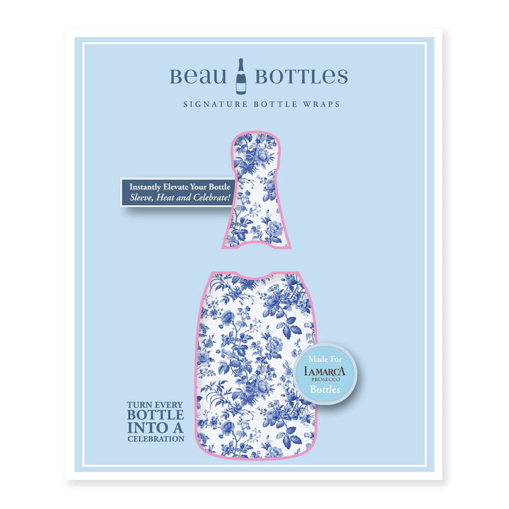 Beau Bottles Grandmillenial Blue Floral - Prosecco Collection - Pine &amp; Moss