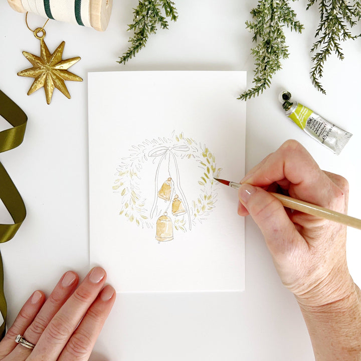 Christmas Wreaths paintable notecards