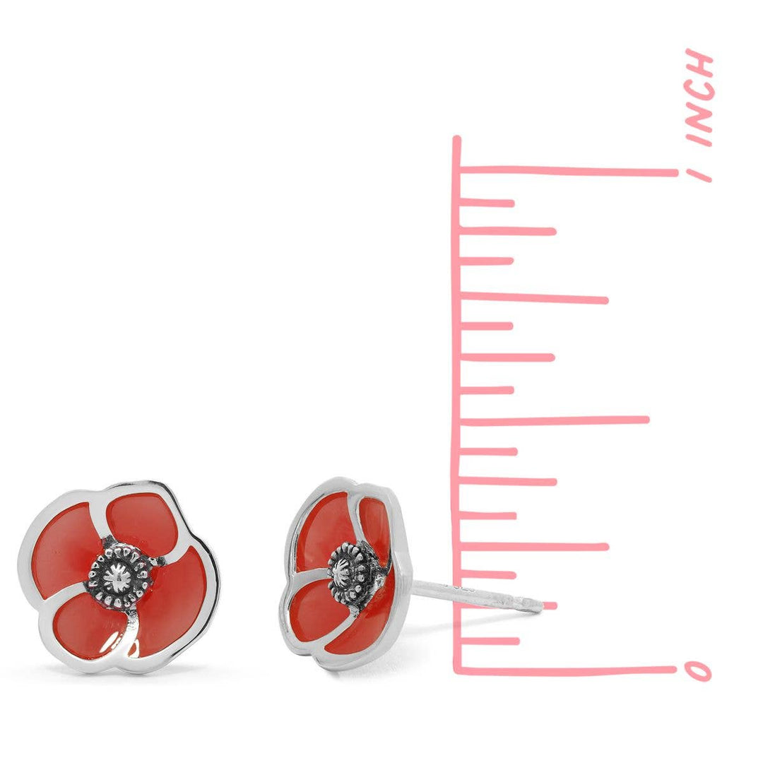 Red Poppy Flower Studs (EA 319RD) - Pine & Moss