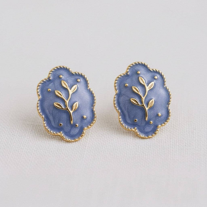 Spring Indigo- Artistic Floral Inspired Drop Earrings - Pine &amp; Moss