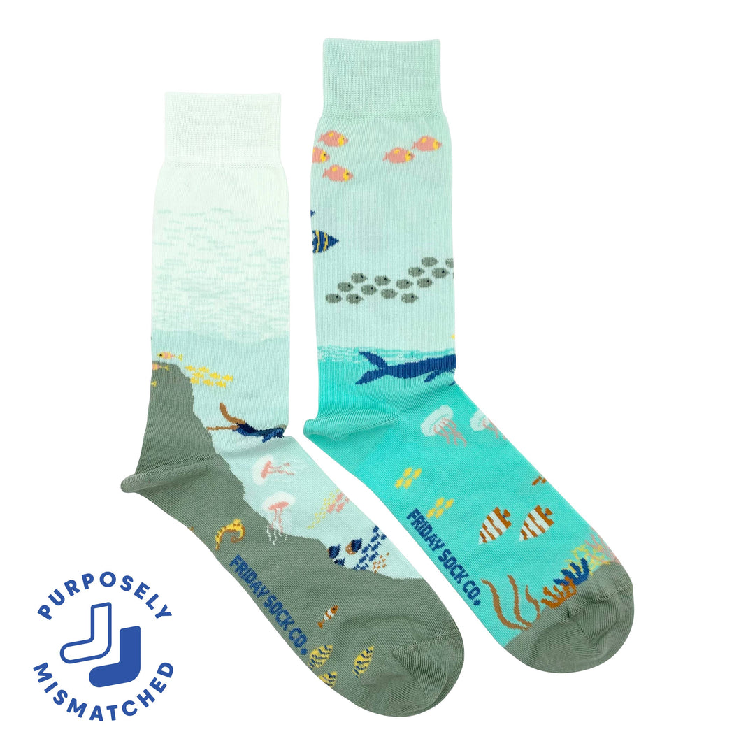 Men's Underwater Scene Socks: Men's 7 - 12