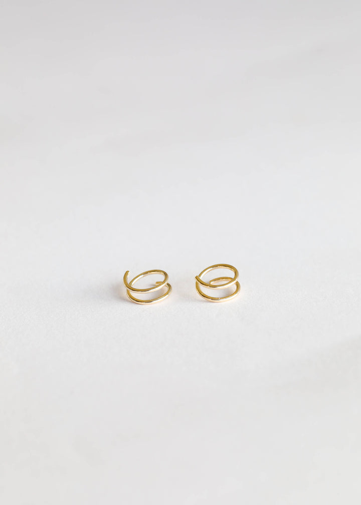 Minimalist - Spiral - Gold Earrings - Pine & Moss