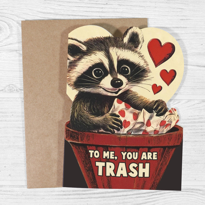 To Me, You Are Trash - Cute Raccoon Valentine’s Day Card - Pine & Moss
