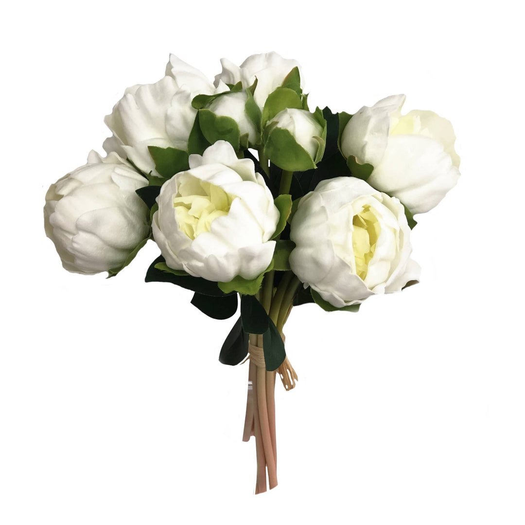Real touch artificial Peony bouquet: White