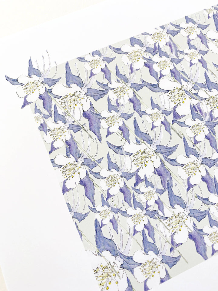 Colorado State Flower Map - ART PRINT  : Watercolor / 8" x 10"