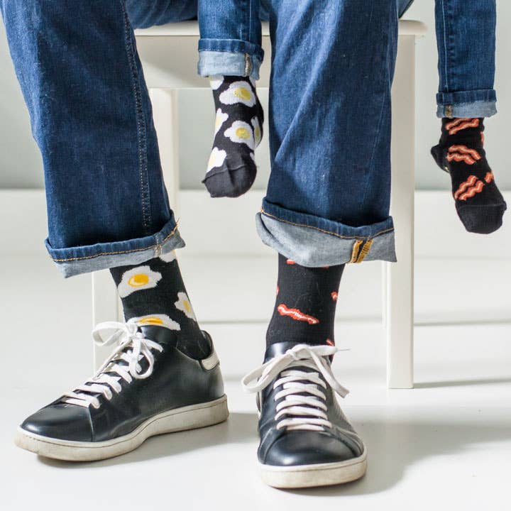 Men’s  Bacon & Eggs Socks: Men's 7 - 12