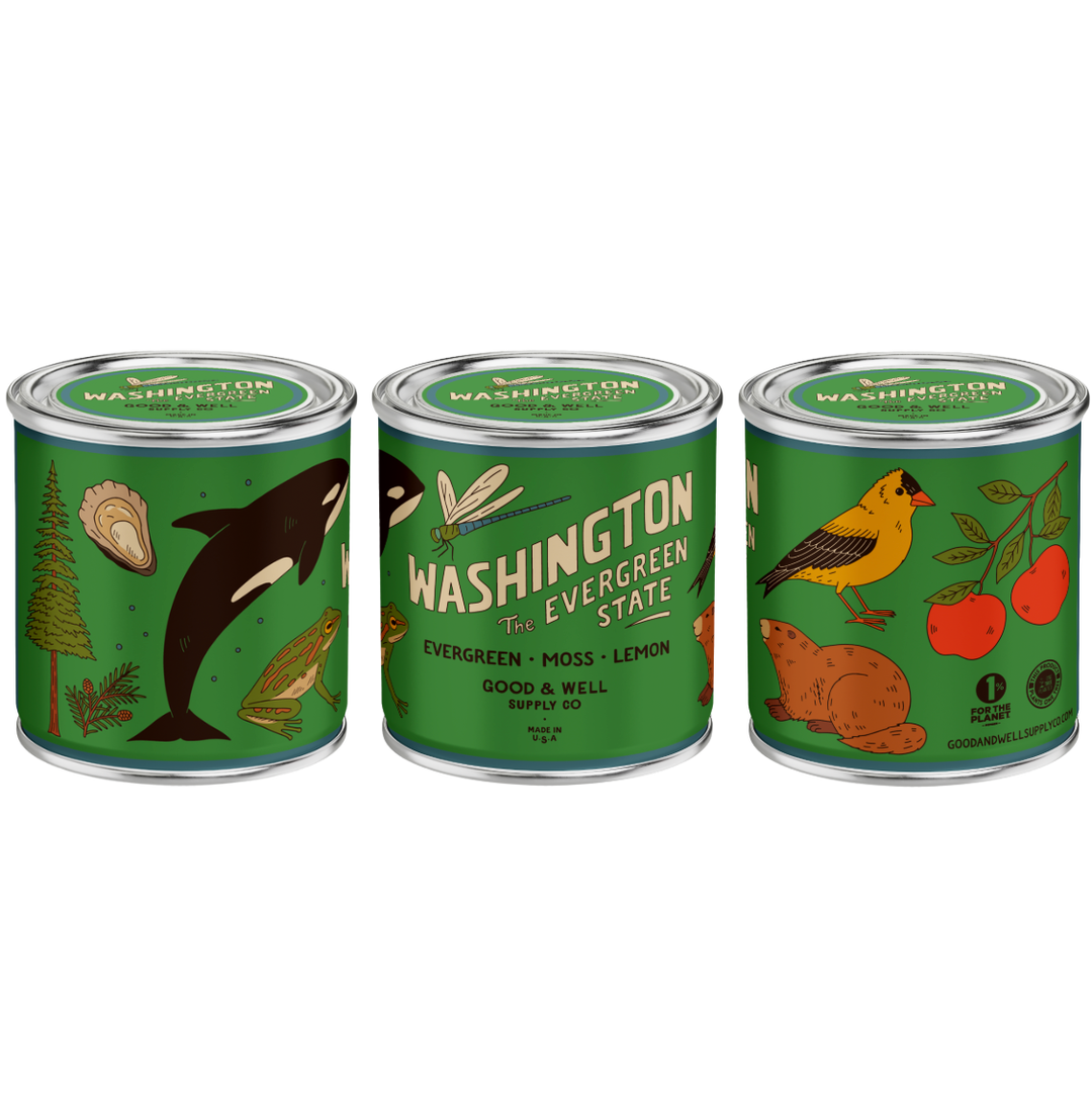Washington State Soy Candle: 1/2 Pint / Cotton Wick - Pine &amp; Moss