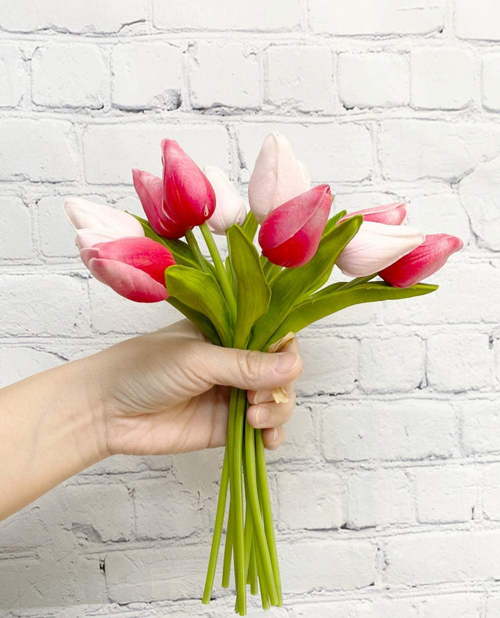 Elegant Holland Tulip Bloom and Buds Bundle: Shades of Beauty Pink- Sold Individually - Pine &amp; Moss