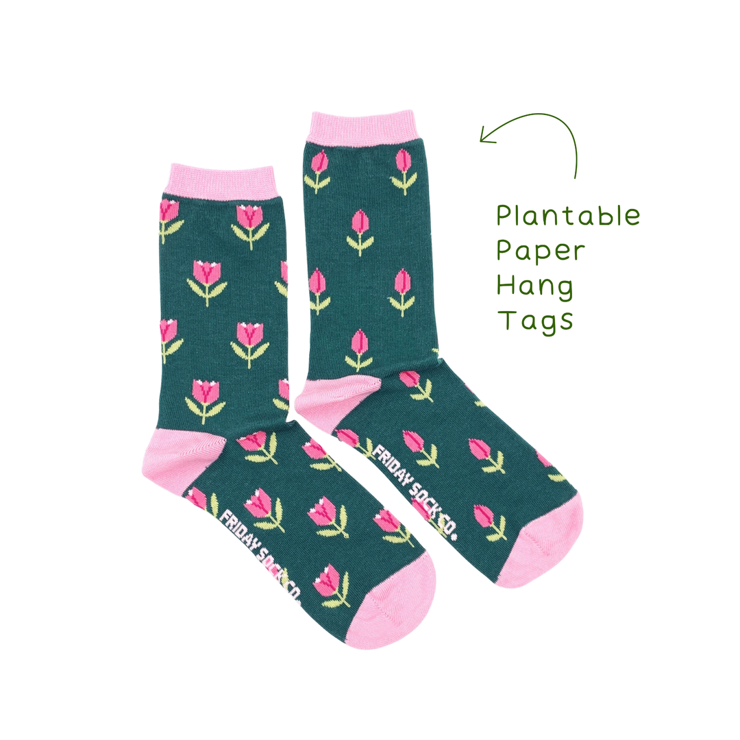 Women's Tulip Socks | Seed Paper Tag | Blooming | Mismatched: Women’s 5 – 10