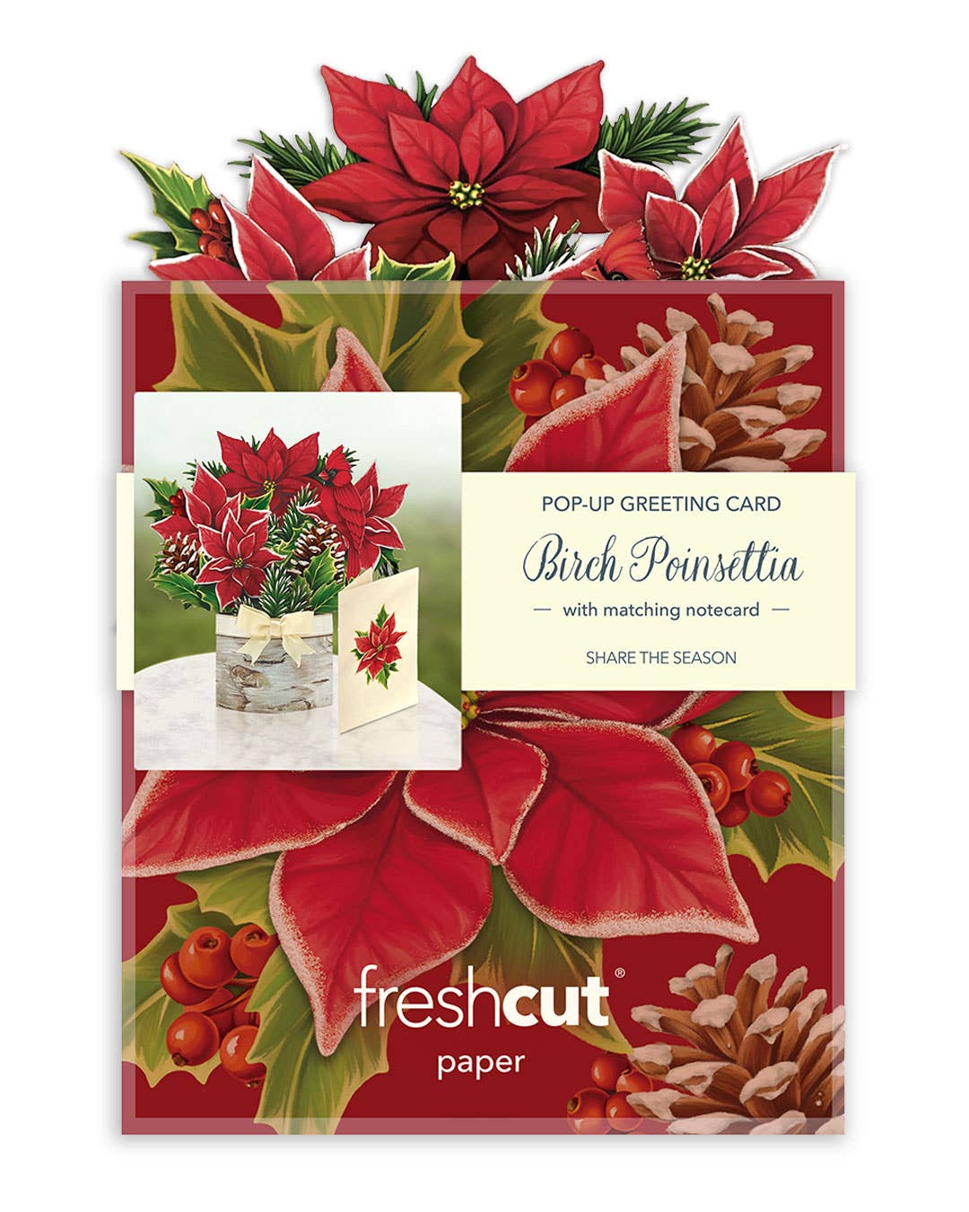 Mini Birch Poinsettia Pop-up Greeting Cards