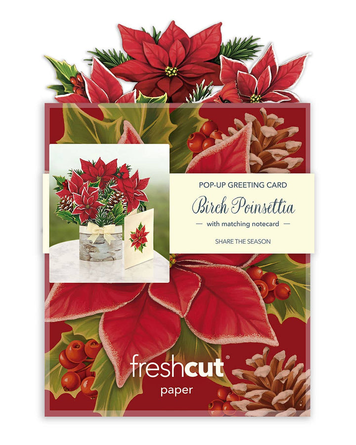 Mini Birch Poinsettia Pop-up Greeting Cards