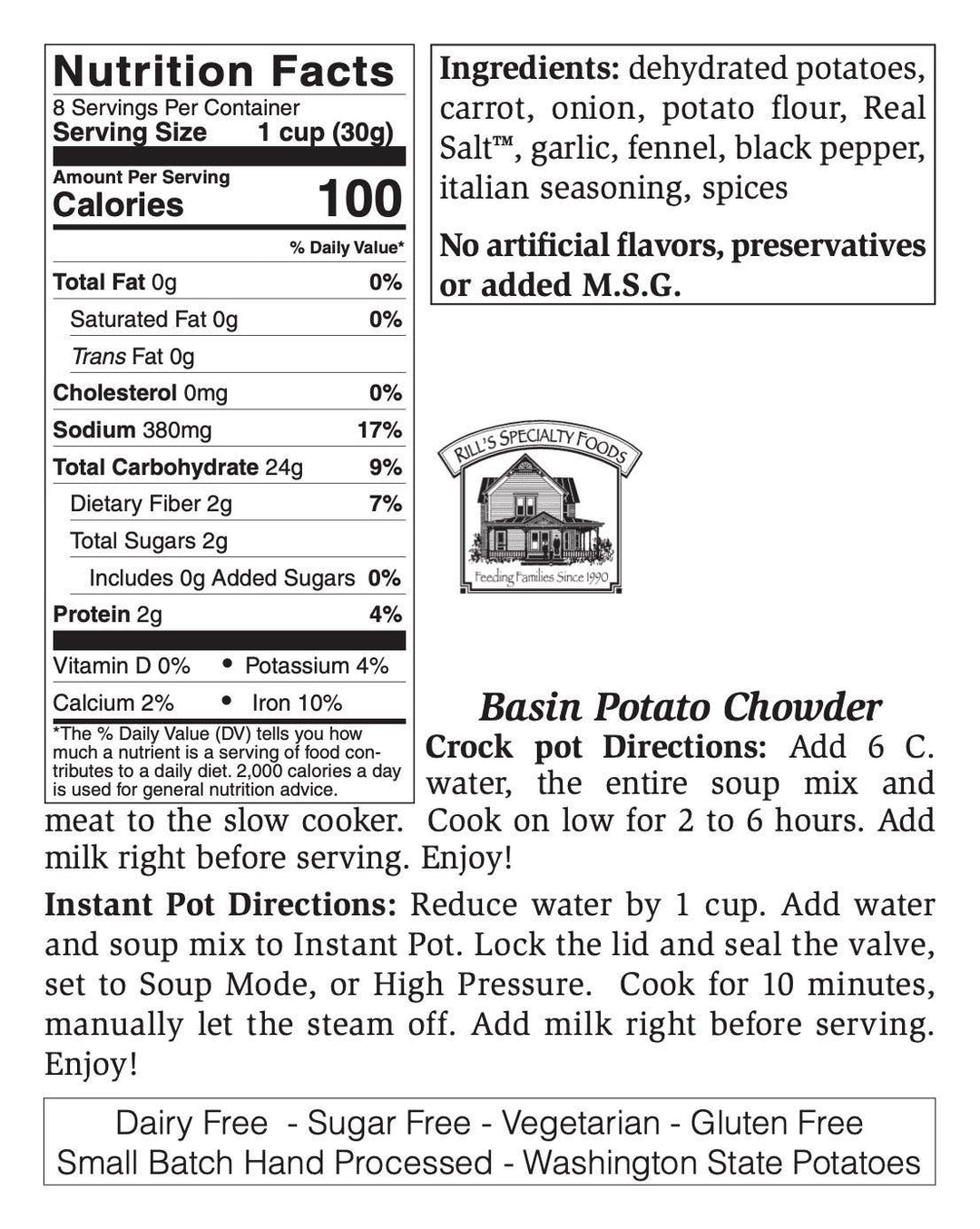 Small Basin Potato Soup Mix