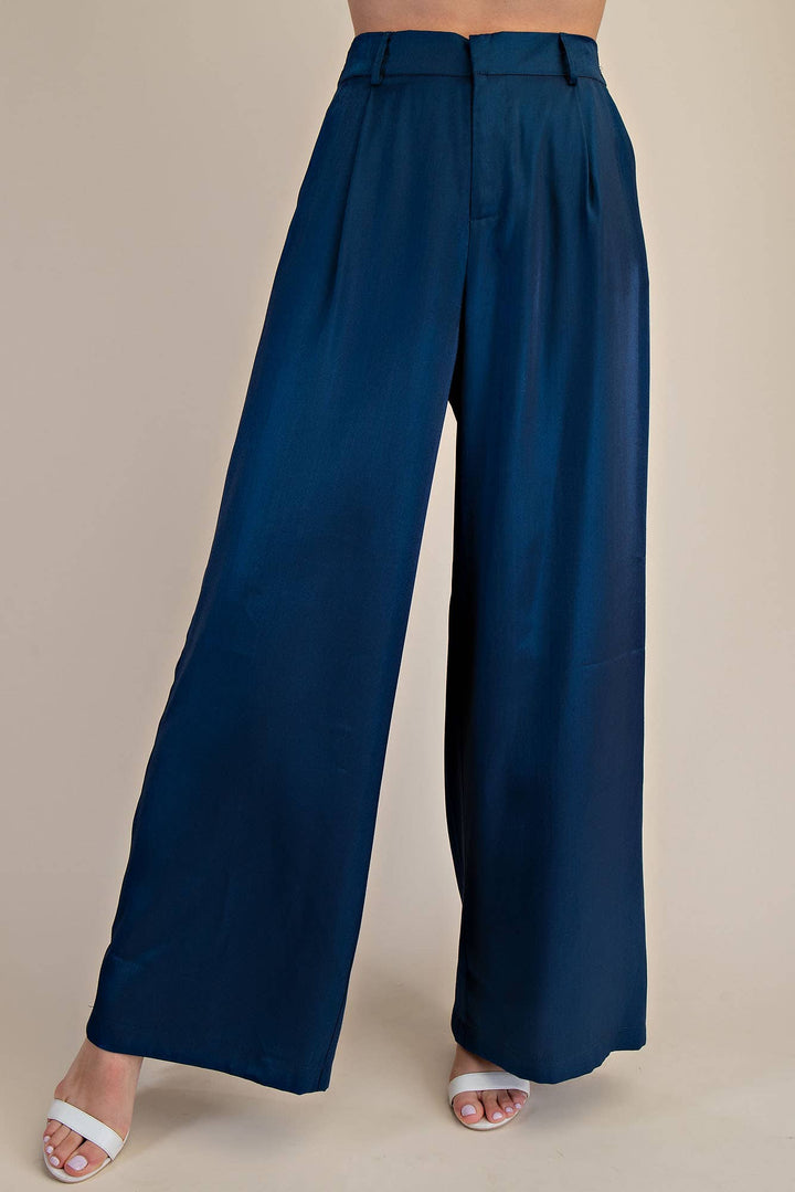 The Remi High Waist Tailored Wide Pants- Navy - Pine & Moss