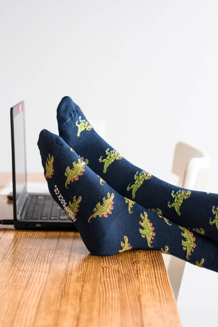 Men's Green Dinosaur Socks: Men's 7 - 12