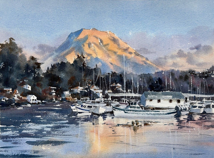 INA XI Watercolor- Sunset over Gig Harbor - Limited edition print