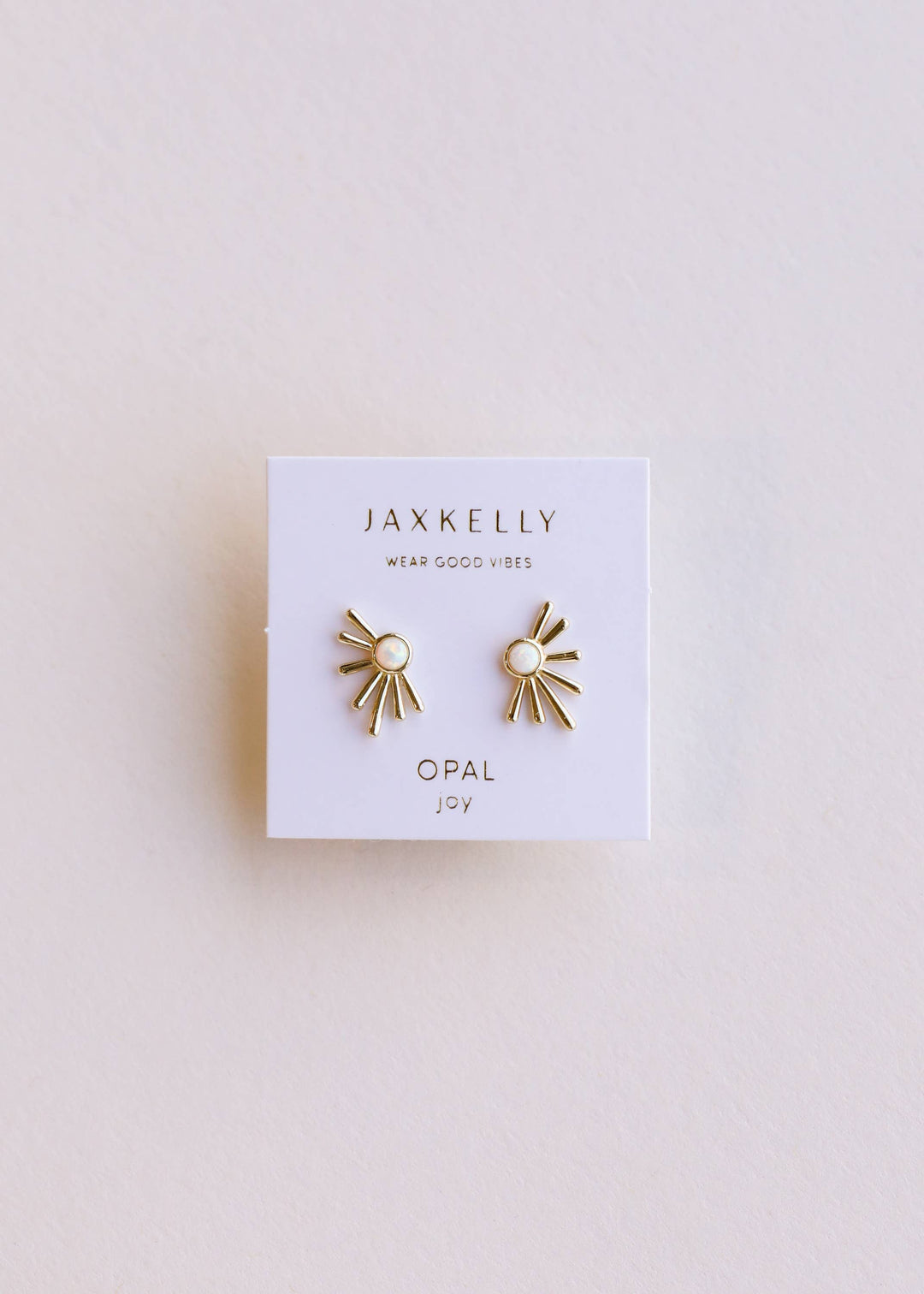 Sun Ray - White Opal - Gold Earrings - Pine & Moss