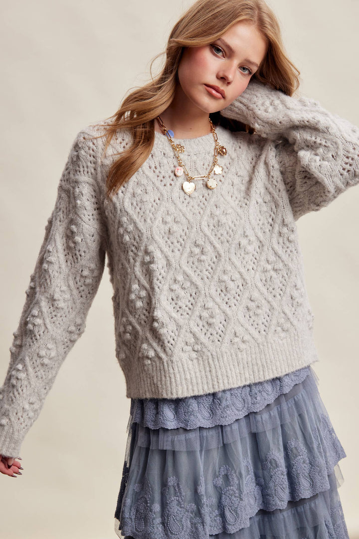 Jodi Bobble Pointelle Knit Sweater
