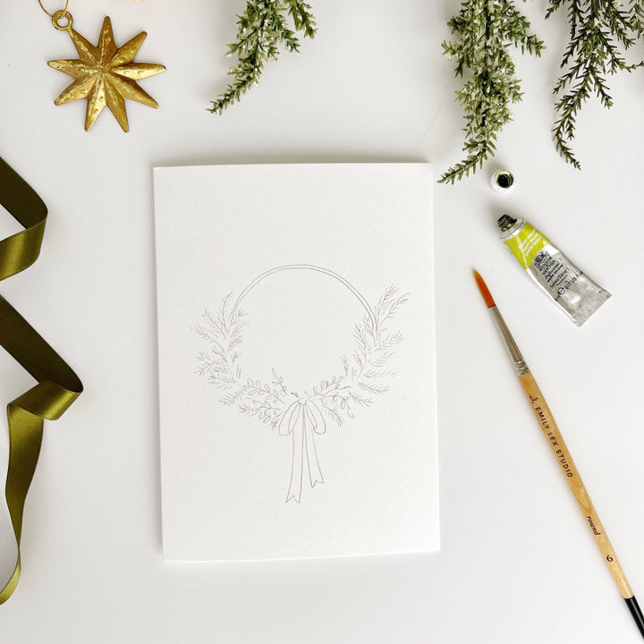 Christmas Wreaths paintable notecards