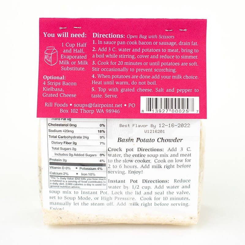 Small Basin Potato Soup Mix