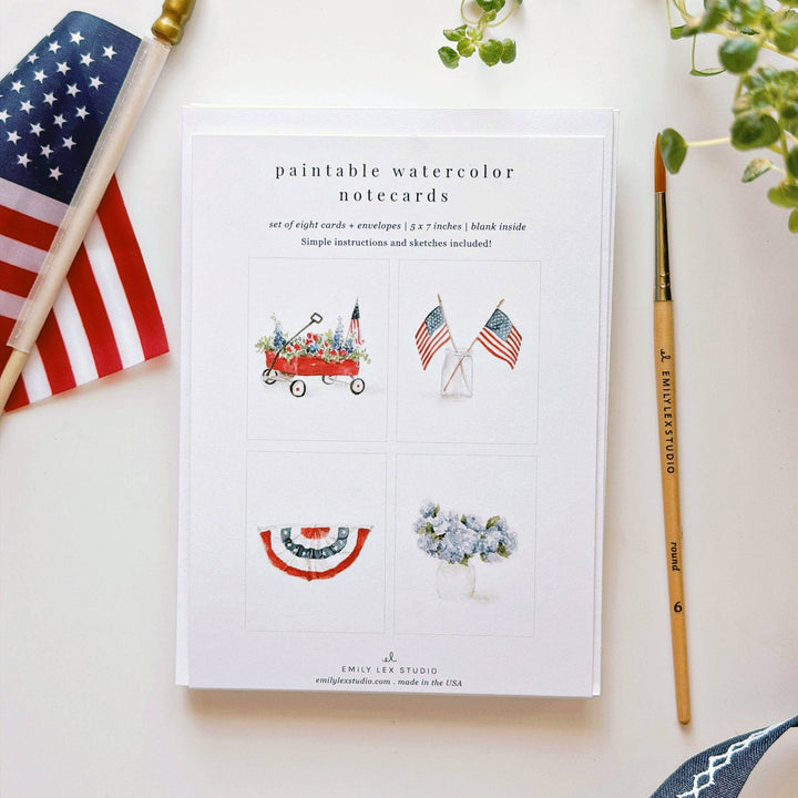 Emily Lex- Americana Paintable Watercolor Notecard Set