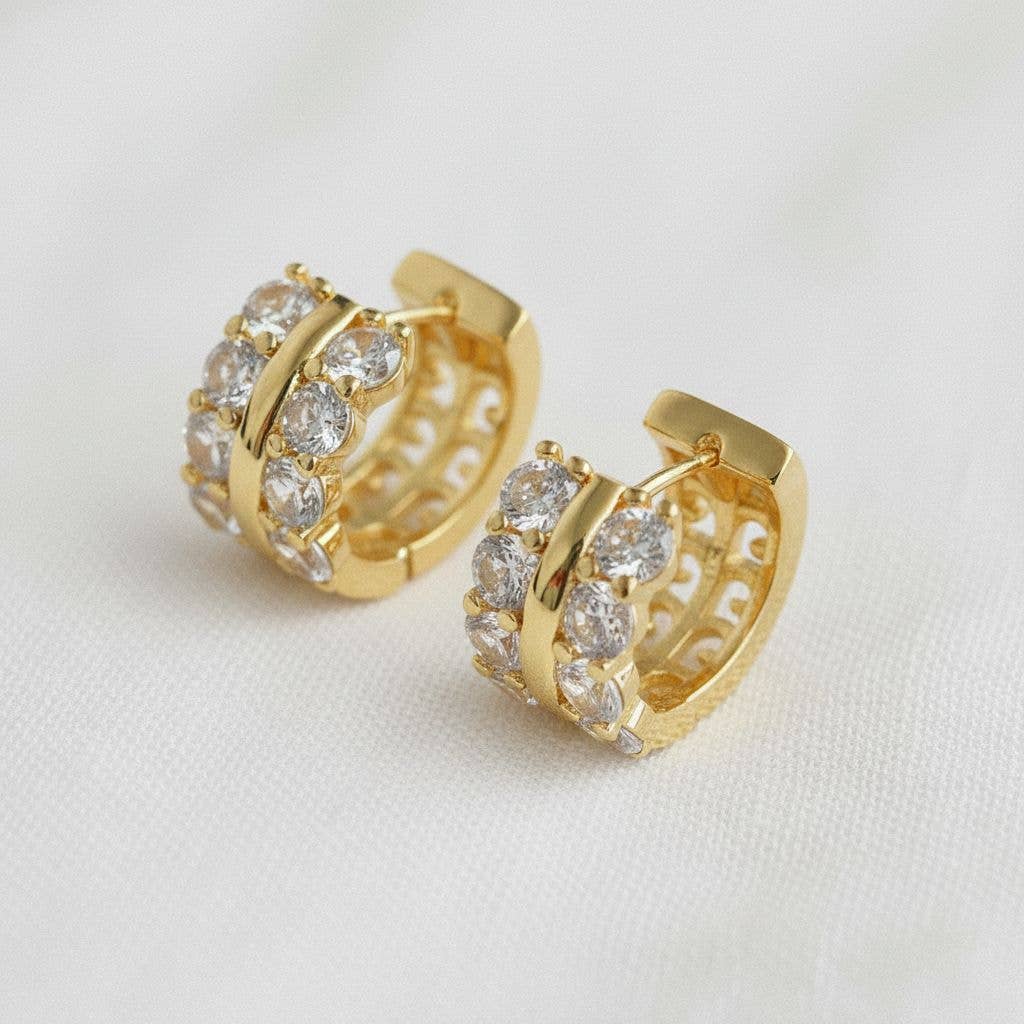 Golden Hour- Chic Geometric Drop Earrings with Sparkling Accents