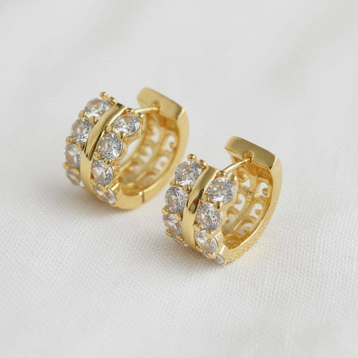 Golden Hour- Chic Geometric Drop Earrings with Sparkling Accents