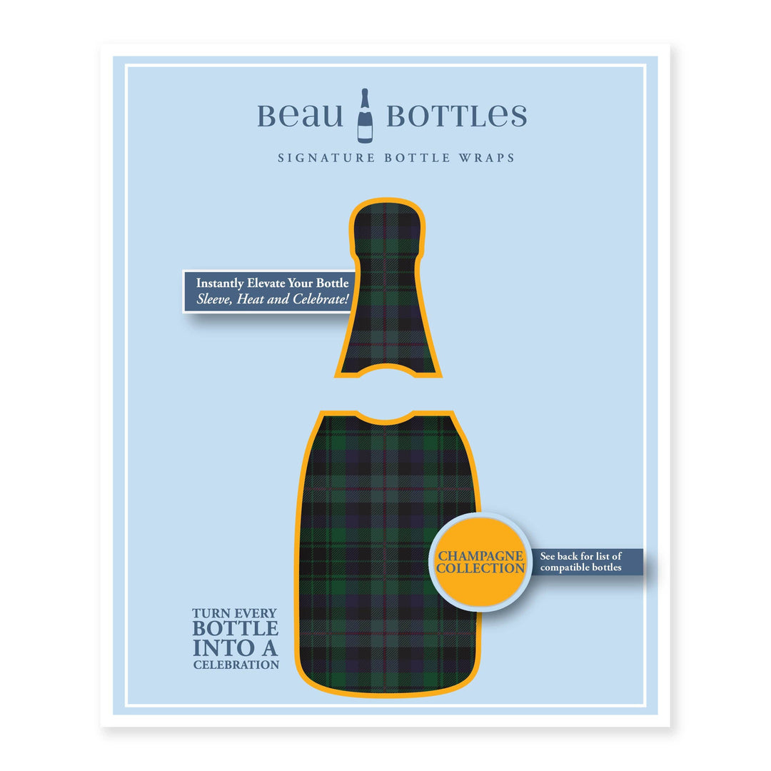 Beau Bottles Blue and Green Christmas Tartan - Champagne Collection