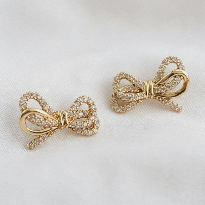 Glow- Cubic Zirconia Knot Bow Stud Earrings