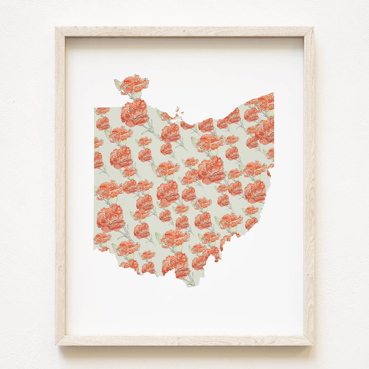 Ohio State Flower Map - ART PRINT  : Watercolor / 8" x 10"