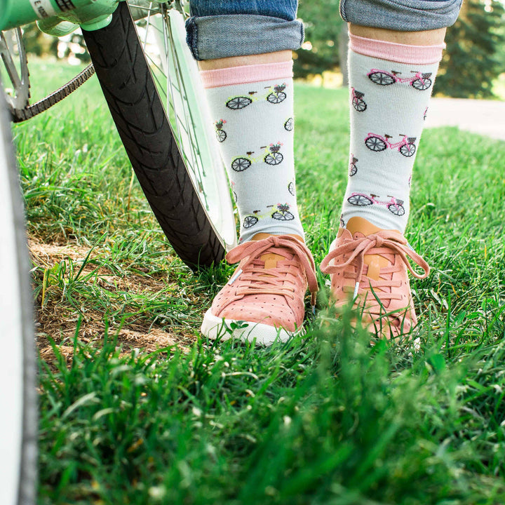 Women’s Blue &amp; Yellow Bicycle Crew Socks