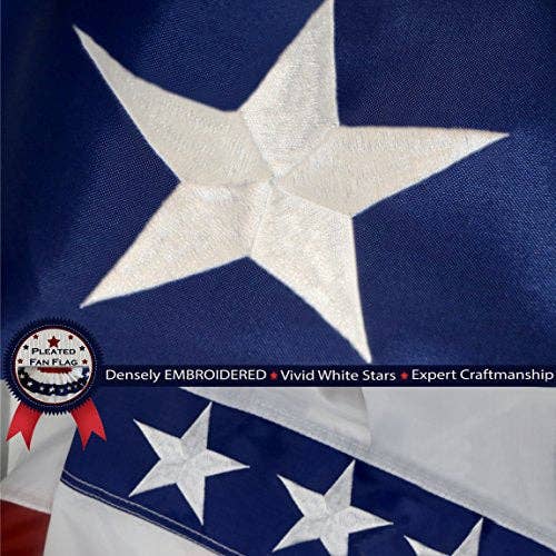 USA Pleated Fan Flag Bunting Decoration Embroidered - Pine & Moss