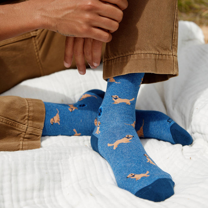 Conscious Step:Socks that Save Dogs (Blue Golden Retrievers): Small