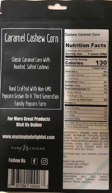 Simply Delightful Caramel Cashew Corn 8 oz