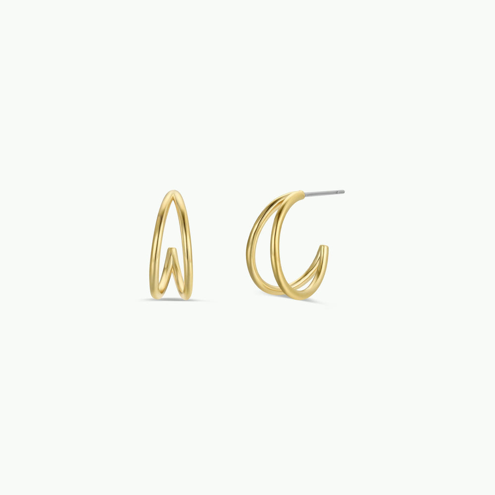 Illusion Double Hoop - Gold Earrings - Pine & Moss