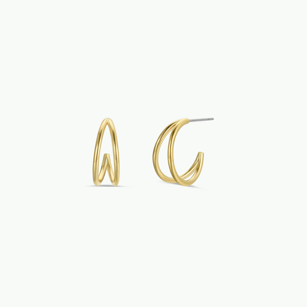 Illusion Double Hoop - Gold Earrings - Pine & Moss