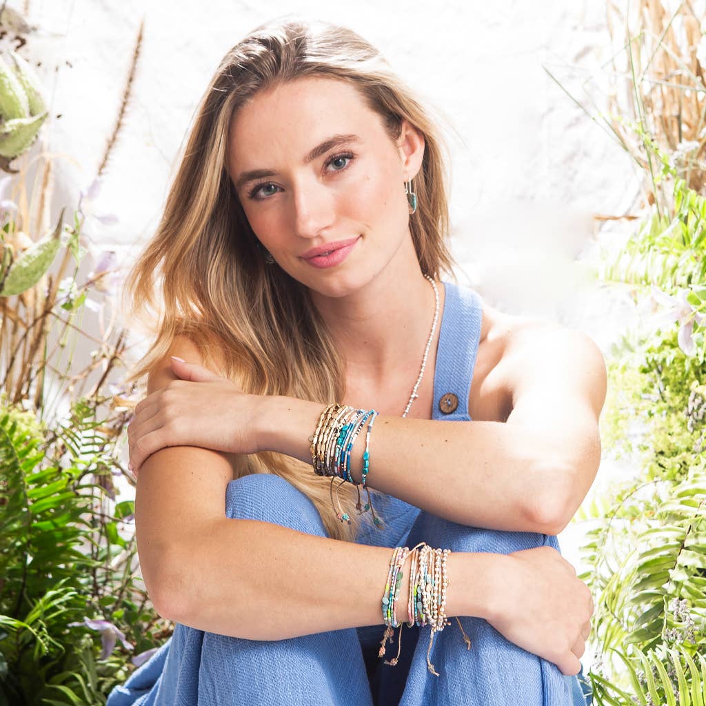 Mixed Media Bracelet - Optimism/Green Aventurine/Silver - Pine & Moss