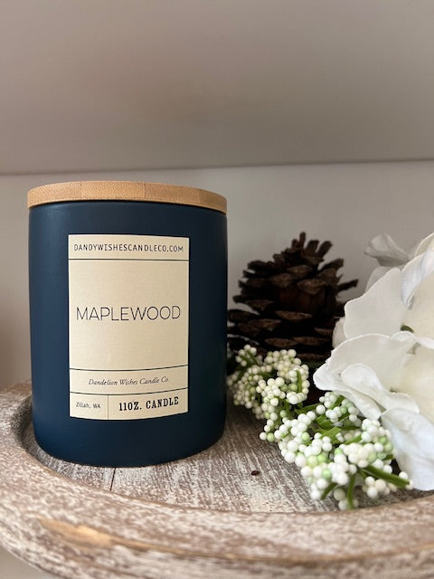 Denim Color Ceramic Jar Candle- Maplewood