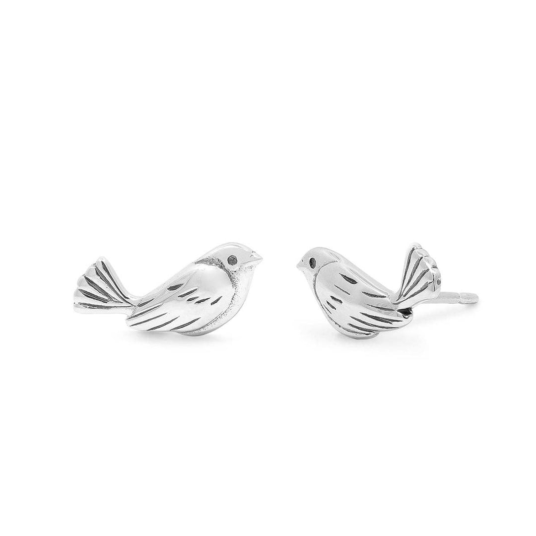 Sparrow Bird Stud Earrings (ES 5227) - Pine & Moss