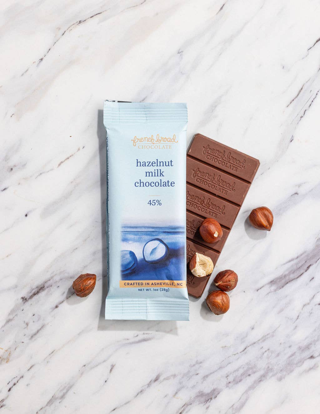 French Broad Chocolate- Hazelnut Milk Chocolate 45% - 28g - Pine & Moss