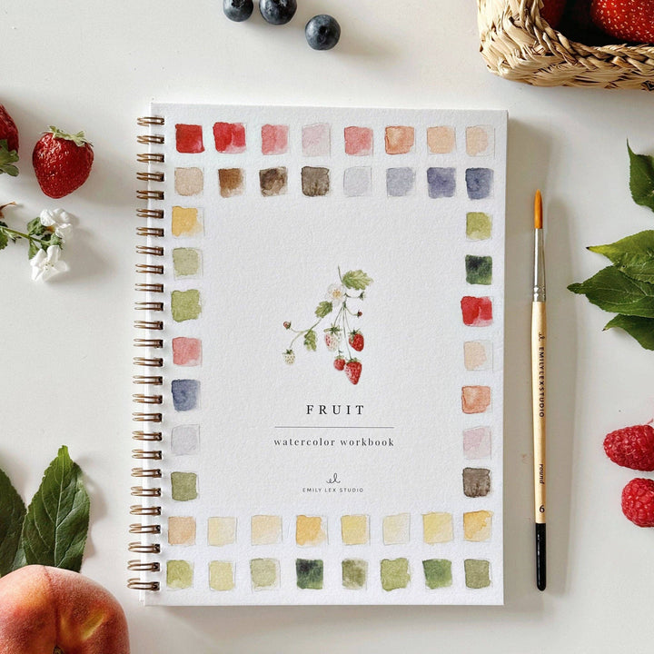 Emily Lex Studios: Fruit watercolor workbook - Pine &amp; Moss