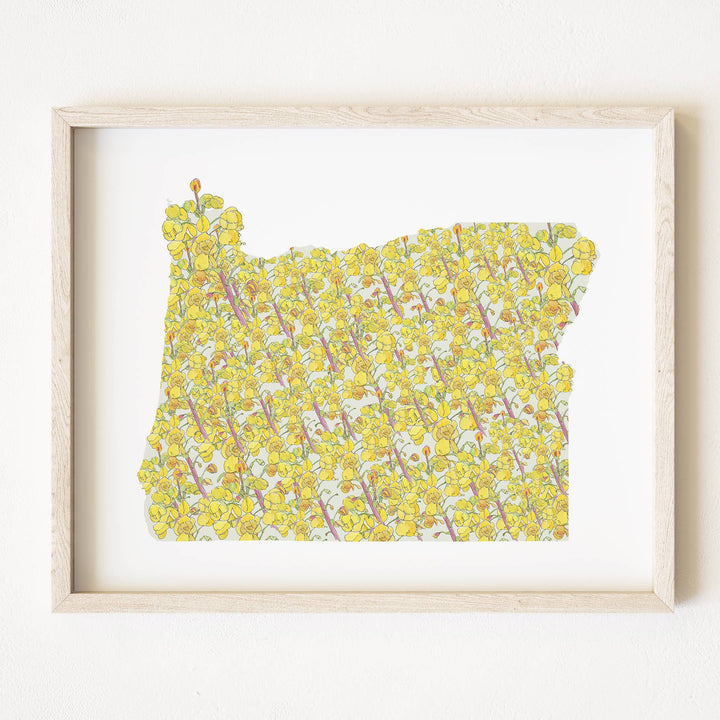 Oregon State Flower Map - ART PRINT : Watercolor / 8" x 10"