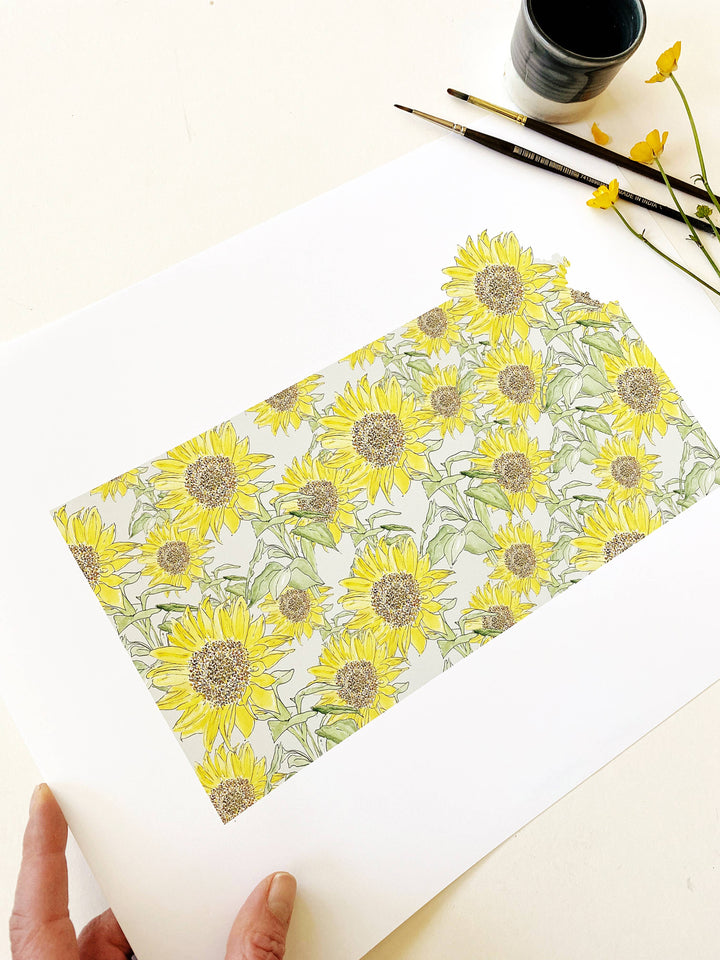 Kansas State Flower Map - ART PRINT  : Watercolor / 8" x 10"
