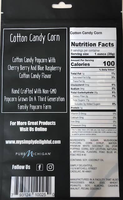Simply Delightful Popcorn: Cotton Candy Corn 8 oz
