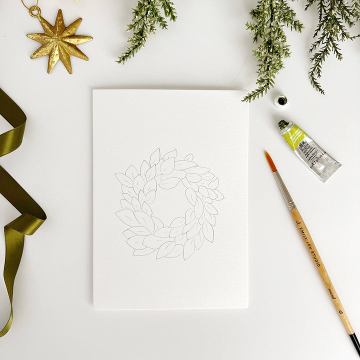 Christmas Wreaths paintable notecards